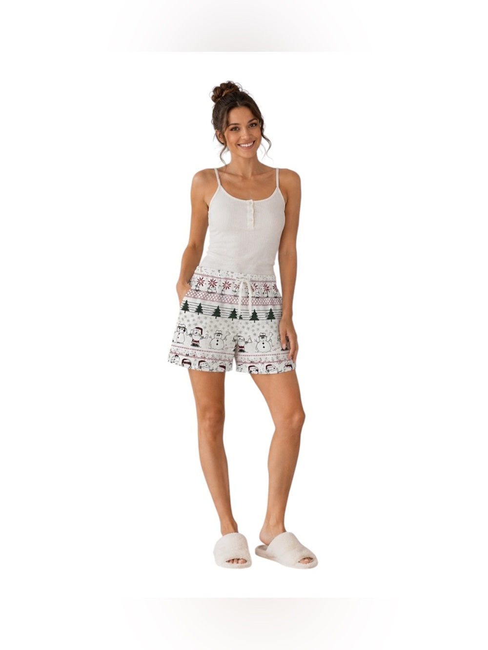 Peanuts Snoopy Christmas Holiday Sleepwear Pajama Shorts Size XS Petite